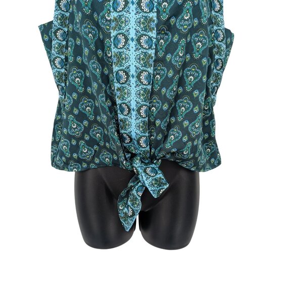 Boho Paisley Tie Front Tank Top Women Size M Retro Festival Indie Floral Cottage - Picture 3 of 9